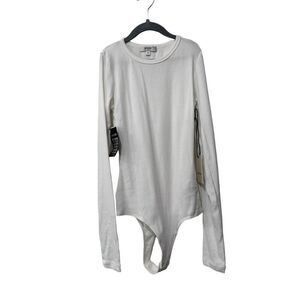 NWT AGOLDE Leila Long Sleeve Crewneck Bodysuit White XS